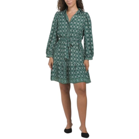 Max Studio Dresses & Skirts - MAX STUDIO Long Sleeve Collar Button Top Short Tiered Mini Dress
